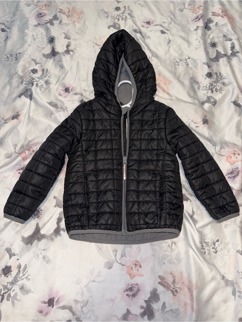 Cat & Jack Black Quilted Hooded Puffer Jacket